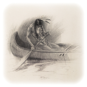 Kwasind “floated down the river like a blind man seated upright,
floated down the Taquamenaw”